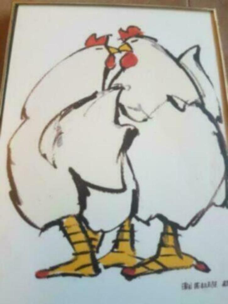 Zeefdruk 2 kippen Ellen MEUWESE 2000, Antiek en Kunst, Kunst | Litho's en Zeefdrukken, Ophalen