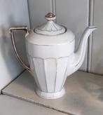 Mooie antieke theepot goud en wit hoog 24 cm In prima staat, Ophalen of Verzenden