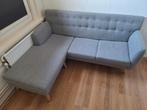 Compacte grijze hoekbank, Ophalen, Tweepersoons, 140 cm, Zo goed als nieuw