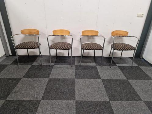 4 Effezeta stoelen - Eetkamer - Vintage - Italiaans Design, Huis en Inrichting, Stoelen, Zo goed als nieuw, Vier, Stof, Blauw
