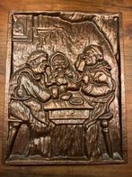 Oude gebronsde gietijzeren Kachelplaat - Drinkende Monniken, Ophalen of Verzenden