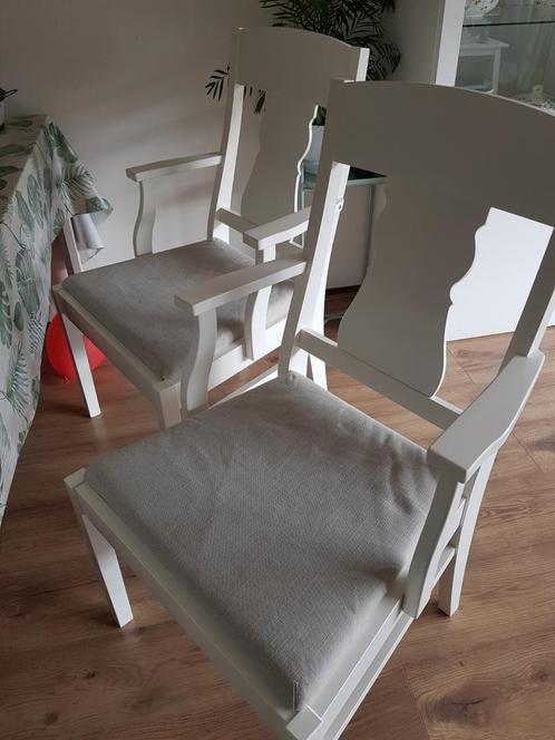 3 Ingatorp Ikea stoelen, Huis en Inrichting, Stoelen, Gebruikt, Drie, Hout, Wit, Ophalen