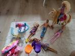 Barbie Set: 4 Barbies, Ken, Paard, Eenhoorn & Accessoires, Ophalen of Verzenden, Zo goed als nieuw, Barbie