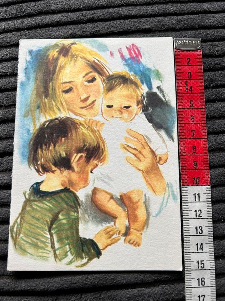 13.Oude Voorkant Kaart plaatje moeder kind, Hobby en Vrije tijd, Stickers en Plaatjes, Zo goed als nieuw, Plaatje, Ophalen of Verzenden