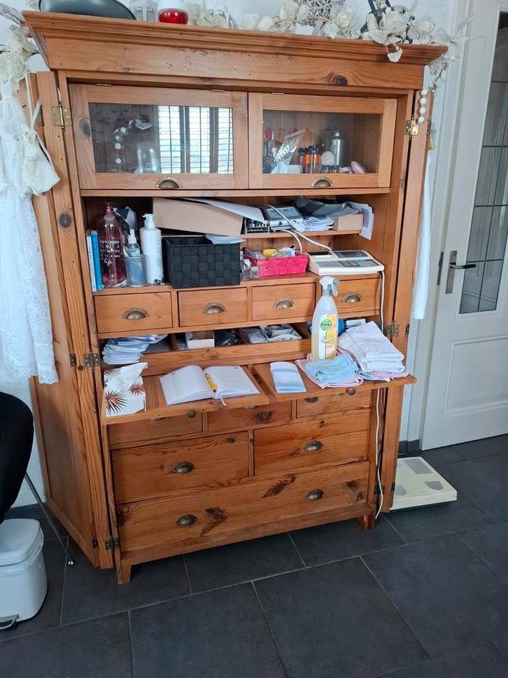 Grenen ladekast, vitrine, meidenkast, Huis en Inrichting, Kasten | Overige, Zo goed als nieuw, Ophalen