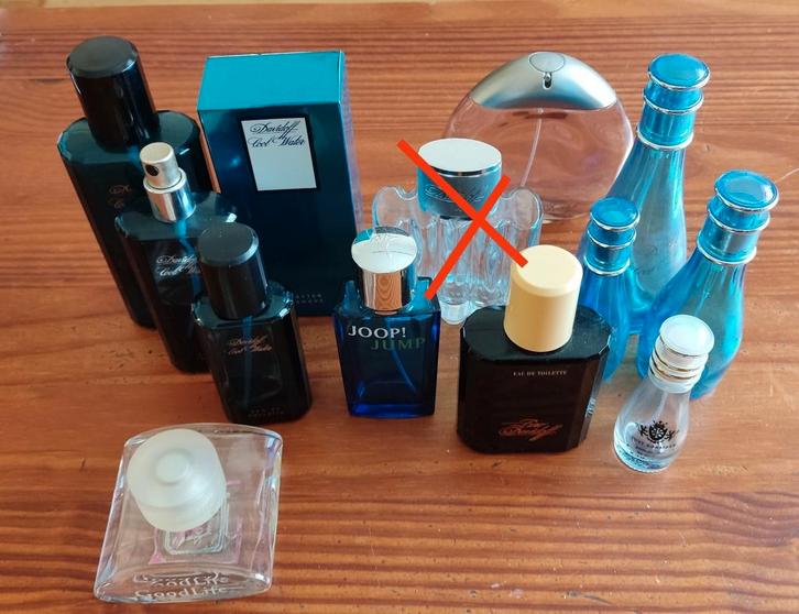 Verzameling lege parfumflessen Davidoff, Verzamelen, Parfumverzamelingen, Gebruikt, Parfumfles, Ophalen of Verzenden