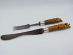 Zeeuws couvert, gestoken houten heften met zilver, 1867, Verzenden, Zilver