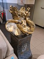Nieuwe beeld kop olifant bloempot zwart goud Polyresin 37cm, Ophalen, Nieuw, Dier