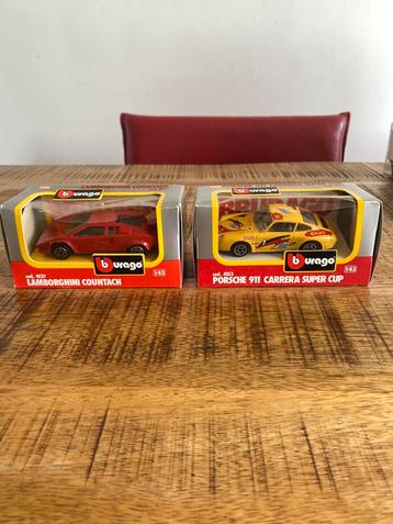 1:43 porsche 911 en lamborghini countach Bburago beschikbaar voor biedingen
