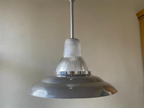 Hanglamp Lamp Plafondlamp aluminium Glas Frans, Antiek en Kunst, Antiek | Lampen, Ophalen of Verzenden