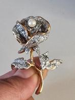 Vintage 1980 roos bloem design broche, Sieraden, Tassen en Uiterlijk, Broches, Ophalen of Verzenden, Zo goed als nieuw, Goud, Overige materialen