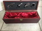 sommelier set wijnkist 4 accessoires mahonie hout L36x12x11, Ophalen of Verzenden, Zo goed als nieuw