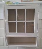 Wit Brocante vintage Vitrine Hangkastje, grenen kastje, Huis en Inrichting, Gebruikt, Vintage, Ophalen of Verzenden, Nvt