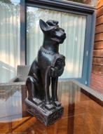 Egyptische zwarte kat sculptuur : BASTET van steen 44cm, Tuin en Terras, Ophalen of Verzenden