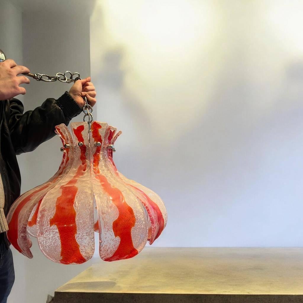 Vintage glazen  flower lamp MURANO voor Mazzega, Ophalen