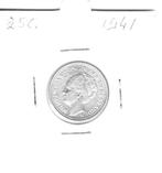 25 Cent 1941, Postzegels en Munten, Munten | Nederland, Zilver, 25 cent, Ophalen of Verzenden, Koningin Wilhelmina