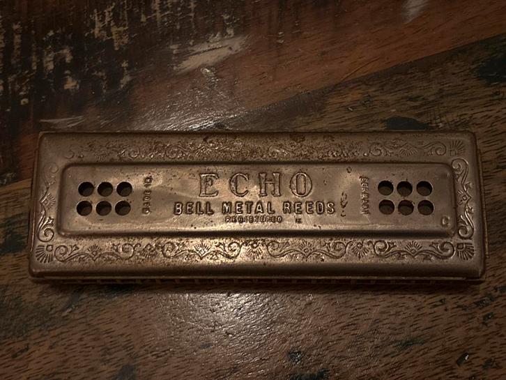 Antieke Hohner “Echo” mondharmonica – Bell Metal Reeds –, Muziek en Instrumenten, Blaasinstrumenten | Mondharmonica's, Gebruikt