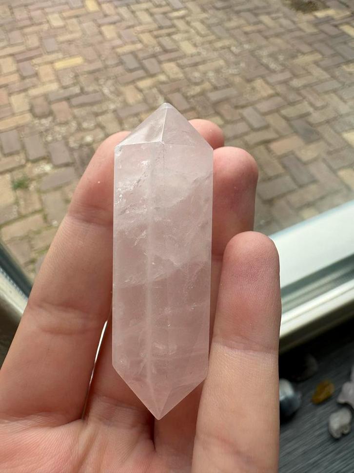Rozenkwarts Dubbeleinder Punt, Verzamelen, Mineralen en Fossielen, Mineraal, Ophalen of Verzenden