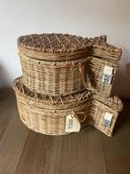 Riviera maison 2 decoratie manden vis rustic rattan riet, Ophalen, Zo goed als nieuw, Rond, Riet