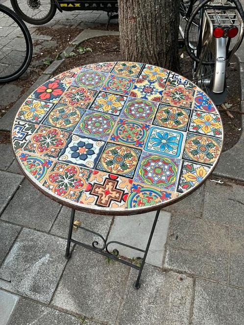 Mozaïek Bijzettafel - Marokkaanse Stijl braga, Huis en Inrichting, Tafels | Eettafels, Gebruikt, 50 tot 100 cm, Rond, Metaal, Ophalen
