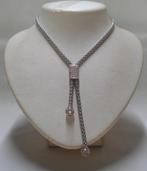 Zilveren bicolor collier ketting met steentjes nr.1231