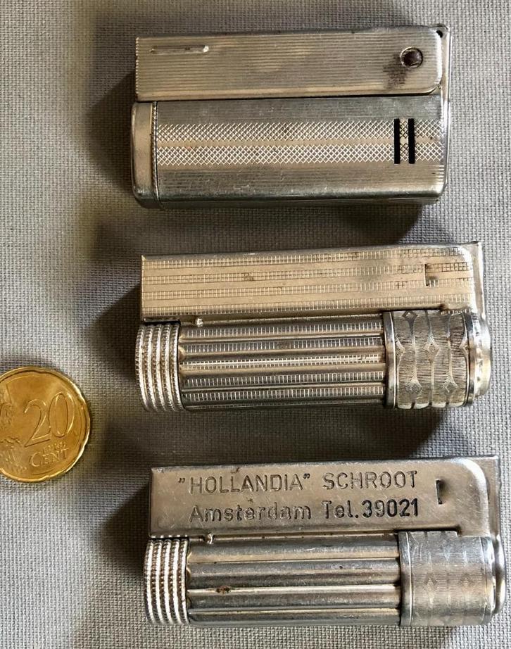 3 Imco Aanstekers: 2 Triplex, 1 'Streamline Nederland', 60s, Verzamelen, Rookartikelen, Aanstekers en Luciferdoosjes, Gebruikt