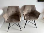 Set van 2 moderne velvet stoelen taupe zware kwaliteit, Twee, Overige kleuren, Ophalen of Verzenden, Zo goed als nieuw