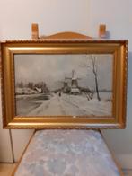 Schilderij Winterlandschap met Molens, Ophalen of Verzenden