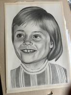 Oude tekening van een meisje, Ophalen of Verzenden