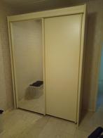 Witte  Kledingkast met schuifdeuren en spiegel, Huis en Inrichting, Kasten | Kledingkasten, Ophalen, Gebruikt, 200 cm of meer