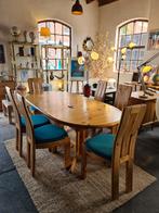 Set van 6 Vintage Deense Eetkamerstoelen, Ophalen, Gebruikt, Blauw, -
