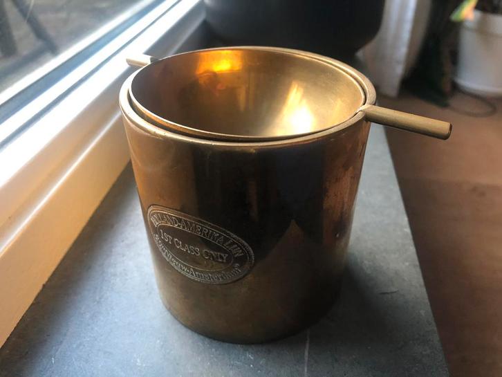 Asbakje Holland-Amerika Lijn -  S.S. “Nieuw-Amsterdam”, Antiek en Kunst, Antiek | Koper en Brons, Ophalen of Verzenden