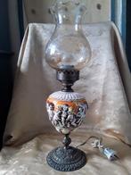Italiaanse tafellamp van brons en porselein., Antiek en Kunst, Antiek | Lampen, Ophalen of Verzenden