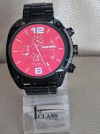 Diesel DZ4316 Herenhorloge - Zwart/Rood, Overige merken, Staal, Gebruikt, Staal