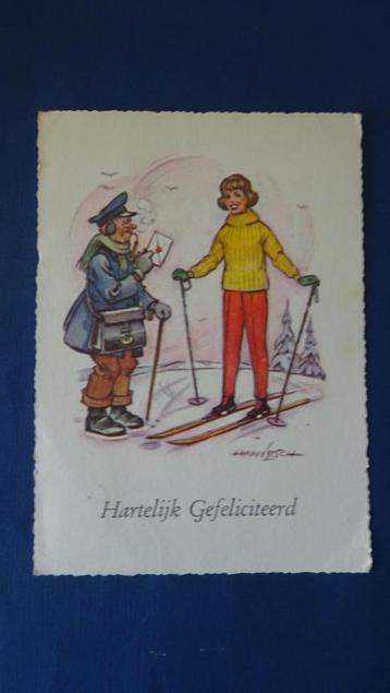 Ansichtkaart Hartelijk gefeliciteerd eind jaren 50 beschikbaar voor biedingen