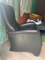 Zwarte leren fauteuil, Ophalen, Gebruikt, Leer, 75 tot 100 cm