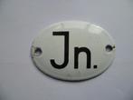 OUD EMAILLE BORDJE MET LETTERS"JN"jaren 60/70, Verzamelen, Merken en Reclamevoorwerpen, Ophalen of Verzenden, Gebruikt, Reclamebord