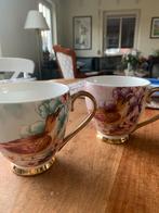 2 grote bekers, mokken met vogel en goud van blokker, Ophalen of Verzenden, Zo goed als nieuw, Overige stijlen, Kop(pen) en/of Schotel(s)