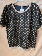 Zwarte top met gouden print, Zwart, Maat 42/44 (L), Nieuw, Ophalen of Verzenden