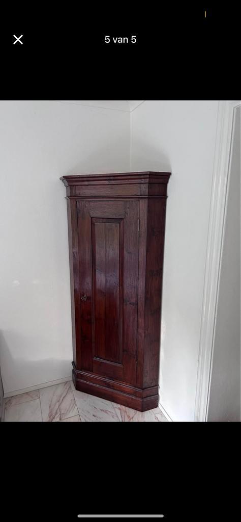 Prachtige vintage hoekkast – massief hout, Antiek en Kunst, Antiek | Meubels | Kasten, Ophalen