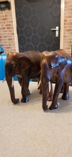 Twee houten Olifant uit India - Handgemaakt, Ophalen