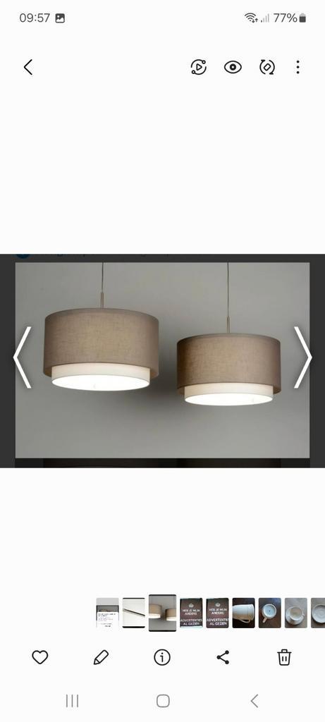 HANGLAMP MET KAPPEN EN RVS PLAFONDBALK ZGAN, Huis en Inrichting, Lampen | Hanglampen, Zo goed als nieuw, Ophalen