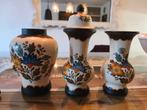 Prachtige set Flora plateel vazen Gouda, Antiek en Kunst, Ophalen of Verzenden