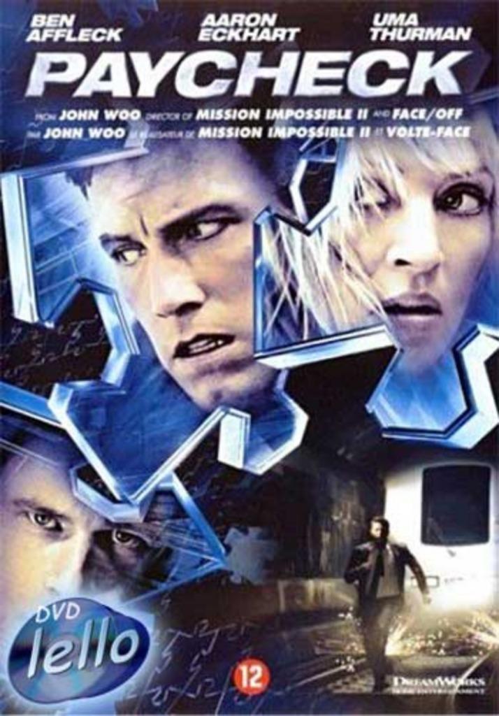 Paycheck (2003 Ben Affleck, Aaron Eckhart, Uma Thurman)OS NL, Cd's en Dvd's, Dvd's | Thrillers en Misdaad, Zo goed als nieuw, Actiethriller