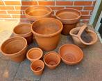 Terracotta bloempotten, Tuin en Terras, Bloempotten, Ophalen, Gebruikt, Rond, Minder dan 25 cm