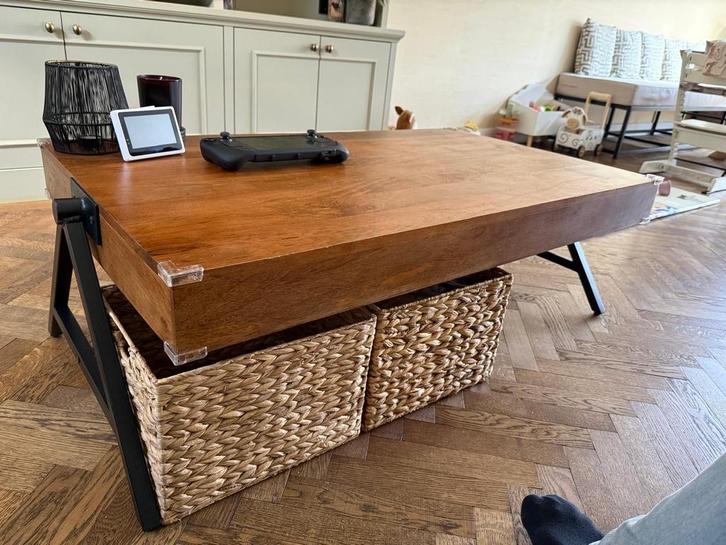 Salontafel van mango hout, Huis en Inrichting, Tafels | Salontafels, Gebruikt, Minder dan 50 cm, 50 tot 100 cm, 100 tot 150 cm