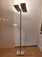 Staande dimbare RVS lamp met leeslamp, Huis en Inrichting, Lampen | Vloerlampen, Ophalen of Verzenden, Zo goed als nieuw, Metaal