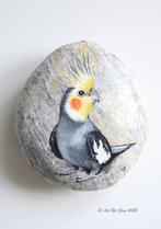 Vrolijke Valkparkiet geschilderd op een mooie riviersteen, Ophalen of Verzenden