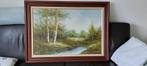 mooi olie schilderij bos gezicht 80 * 110, Ophalen of Verzenden, Zo goed als nieuw, Schilderij, 75 tot 100 cm