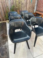 6x Allibert Akola kuipstoelen zwart (tuinstoelen), Tuin en Terras, Ophalen, Gebruikt, Plastic, Stapelbaar